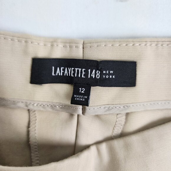 Lafayette 148 New York Pants Womens 12 Beige Side Zip Trousers - Picture 4 of 9
